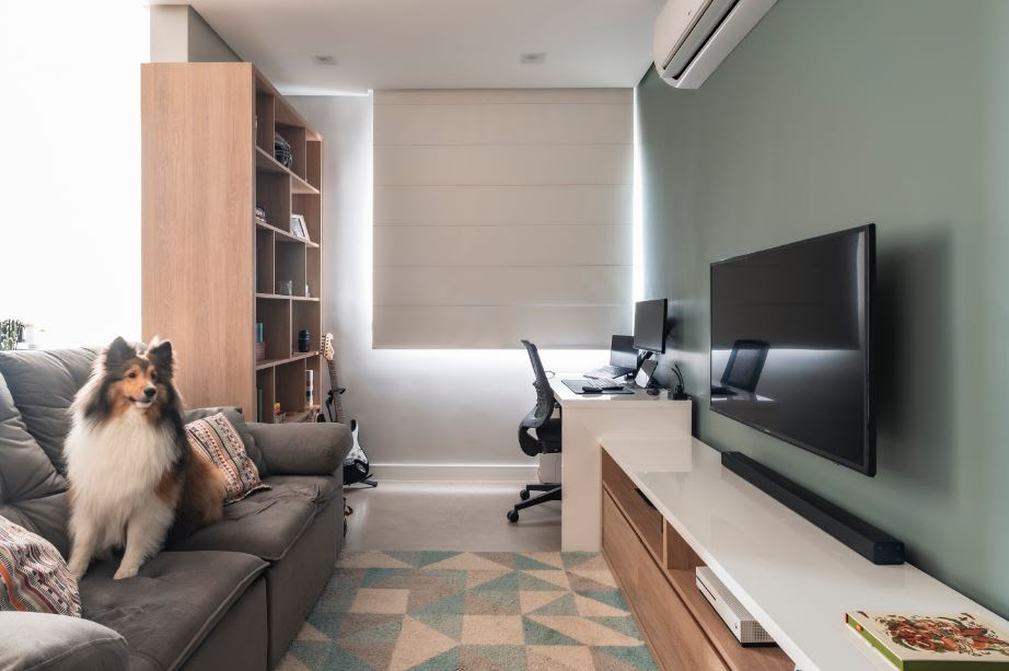 Na paleta de cores, cinza e seus nuances seguem como um dos hits do décor de interiores residencial