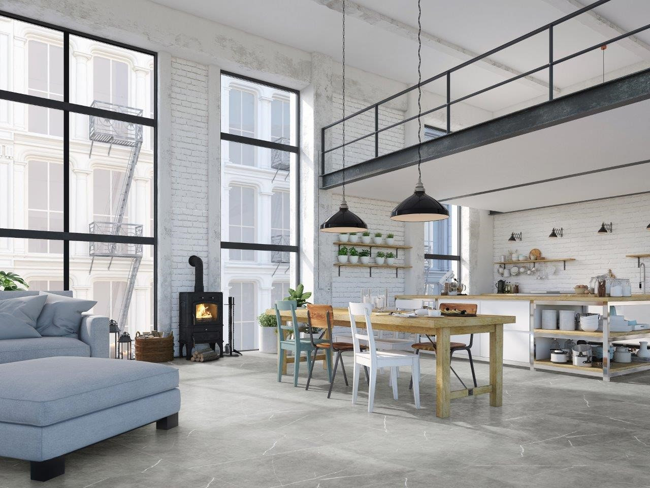 Decoração industrial com pisos vinílicos