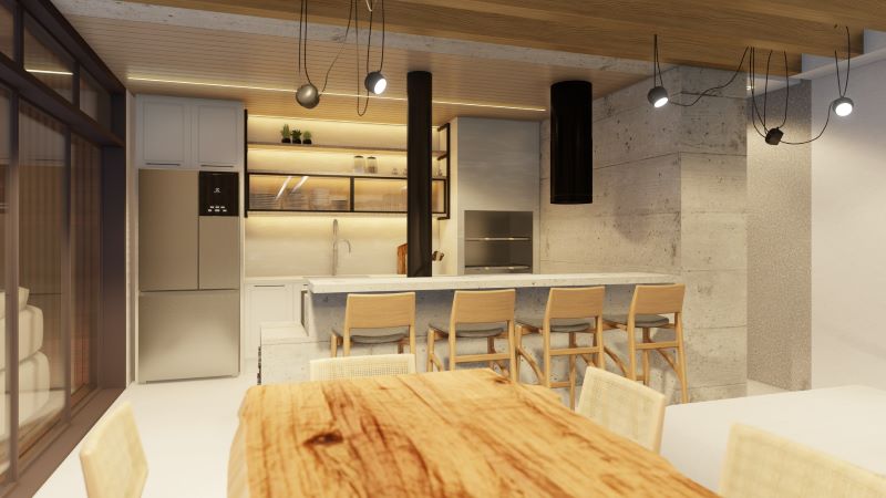 Sofisticação e aconchego se encontram na cozinha gourmet de projeto assinado por Givago Ferentz