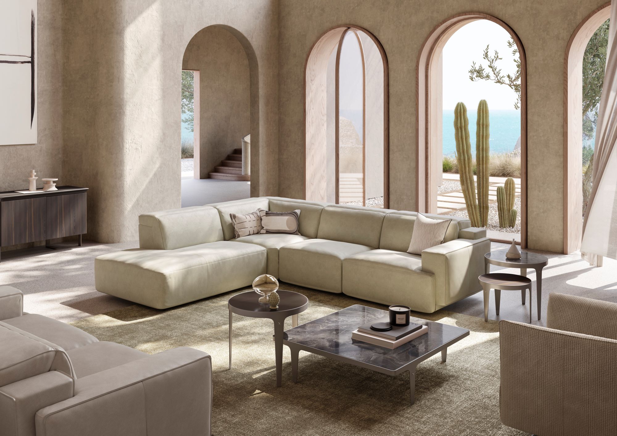 Sofá Iago da Natuzzi Italia, combina design sofisticado e tecnologia de ponta